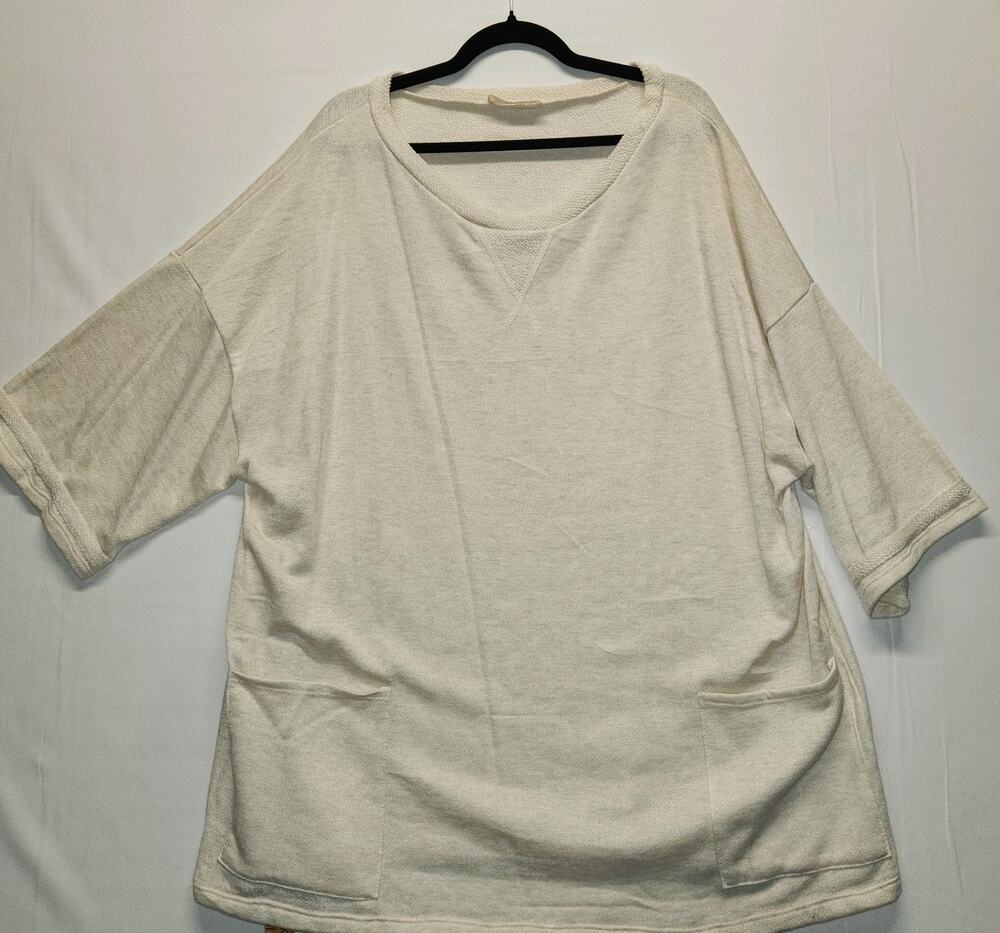 A.gain Women's Plus Size 3X Sweater Ivory Knit V-Neck